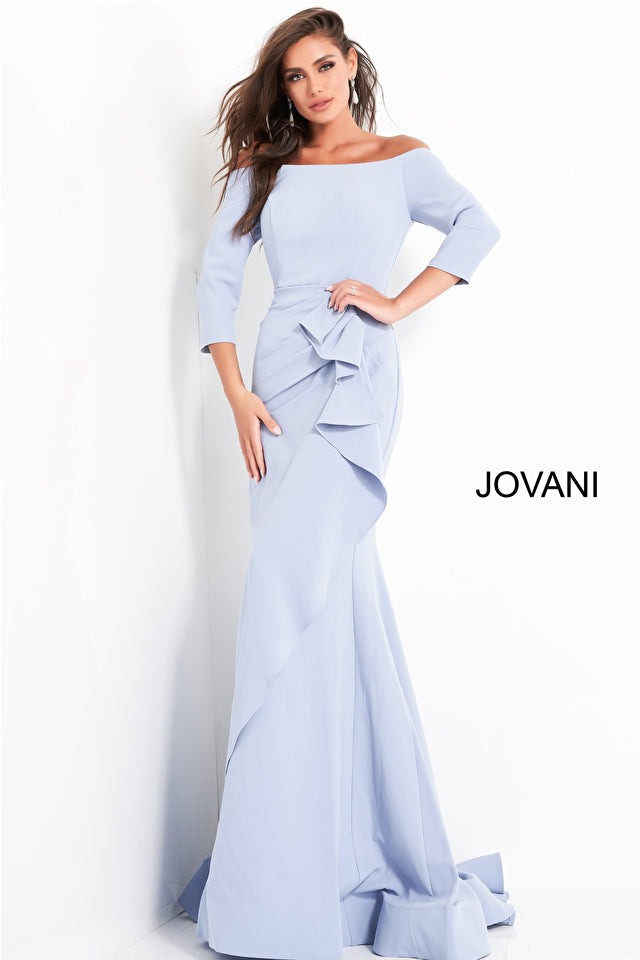 Jovani 00446 Sheath Off The Shoulder Ruched Evening Dress - Special Occasion/Curves