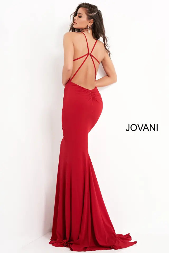 Jovani 00512 Fitted V-Neckline Spaghetti Straps Gown - Special Occasion