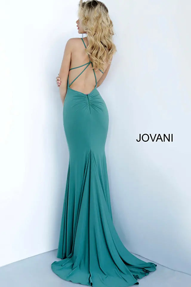 Jovani 00512 Fitted V-Neckline Spaghetti Straps Gown - Special Occasion