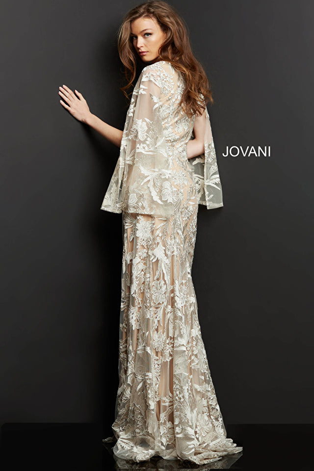 Jovani 00752 V-Neck Lace long sleeve Dress - Special Occasion/Curves