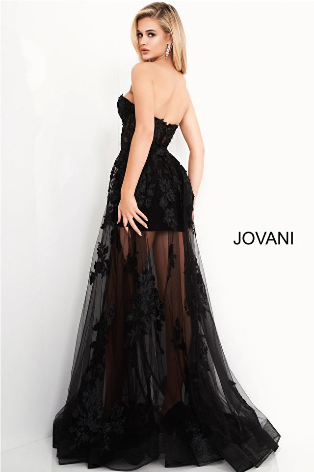 Jovani 02845 Strapless Sweetheart Illusion A-Line Dress - Special Occasion