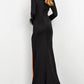 Jovani 04501 Long Sleeve V-Neckline High Slit Dress - Special Occasion/Curves