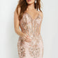 Jovani 04699 Plunging Neckline Beaded Short Homecoming Dress