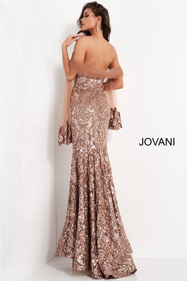 Jovani 05054 Sequin Embellished Strapless Gown - Special Occasion/Curves