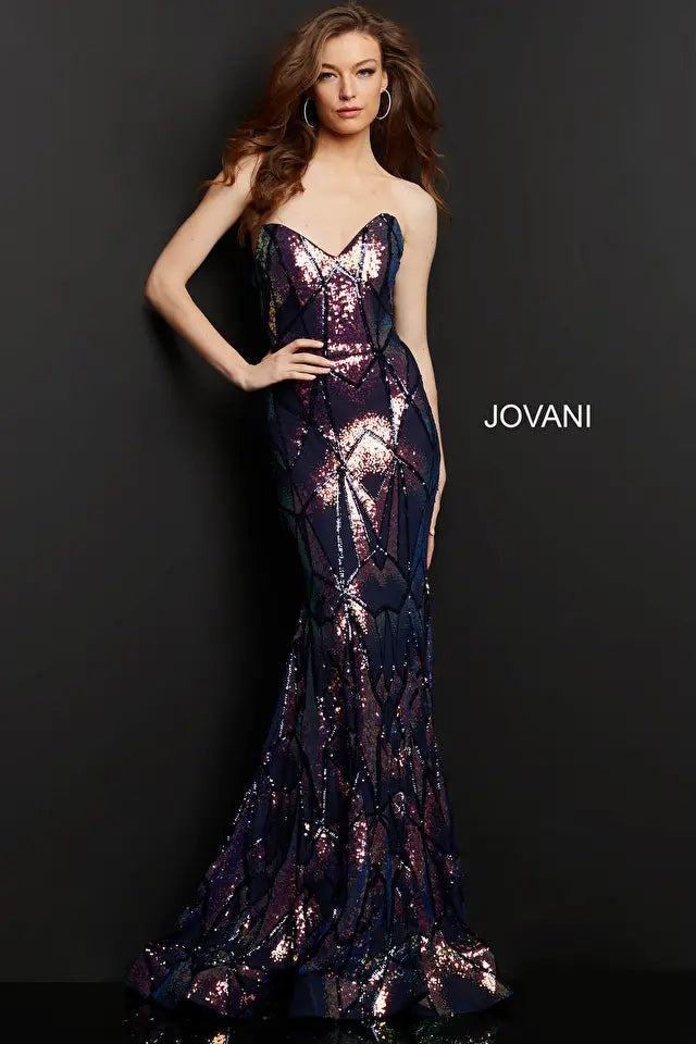 Jovani 05100 Embellished Strapless Sequin Dress - Special Occasion/Curves