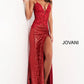 Jovani 06426 Floral Appliques Sequin High Slit Dress - Special Occasion/Curves