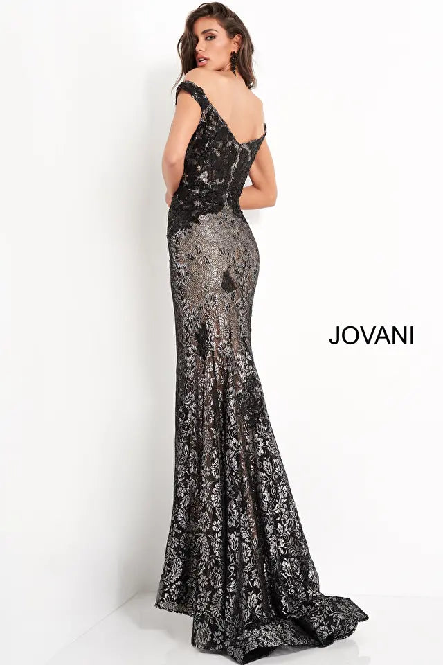 Jovani 06437 Off The Shoulder Lace Prom Dress - Special Occasion