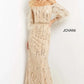 Jovani 07195 Embellished Feather Sleeve Sheath Dress - Special Occasion/Curves