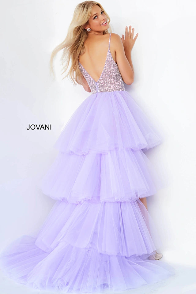 Jovani 07231 High Low Tulle Beaded Bodice Dress - Special Occasion