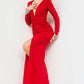 Jovani 07320 Long Sleeve Plunging Neck Sheath Dress - Special Occasion/Curves