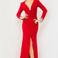 Jovani 07320 Long Sleeve Plunging Neck Sheath Dress - Special Occasion/Curves