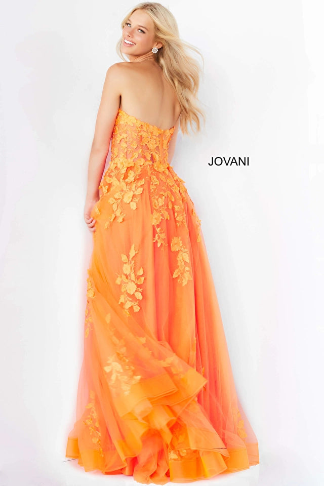 Jovani 07901 Lace Appliques Strapless Prom Gown - Special Occasion/Curves