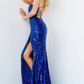 Jovani 07913 Embellished Sequin High Slit Gown - Special Occasion