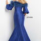 Jovani 08356 Off the Shoulder Feather Neckline Long Sleeve Evening Dress - Special Occasion/Curves