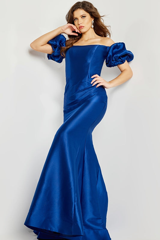 Jovani 08361 Off the Shoulder Ruched Mermaid Formal Gown - Special Occasion/Curves