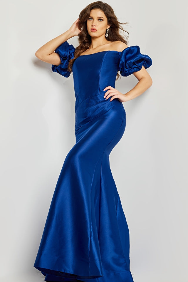 Jovani 08361 Off the Shoulder Ruched Mermaid Formal Gown - Special Occasion/Curves