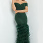 Jovani 08384 Off The Shoulder Mermaid Feather Fitted Gown - Special Occasion/Curves