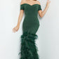 Jovani 08384 Off The Shoulder Mermaid Feather Fitted Gown - Special Occasion/Curves