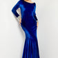 Jovani 09139 Long Sleeve Velvet Backless Formal Gown - Special Occasion/Curves