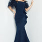 Jovani 09154 Off The Shoulder Feather Sleeve Long Gown - Special Occasion/Curves