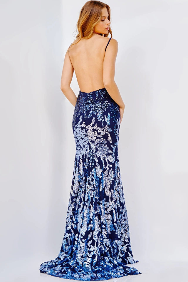 Jovani 09749 Embellished Backless Sequin Dress - Special Occasion