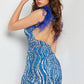 Jovani 09878 Beaded V Neckline Short Dress