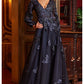 Jovani 09943 Embroidered Long Sleeve Floral Beaded A-Line Evening Dress - Special Occasion/Curves