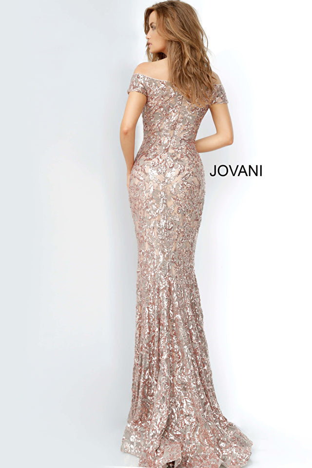 Jovani 1122 Off The Shoulder Sequin Lace Mermaid Dress -Special Occasion/Curves