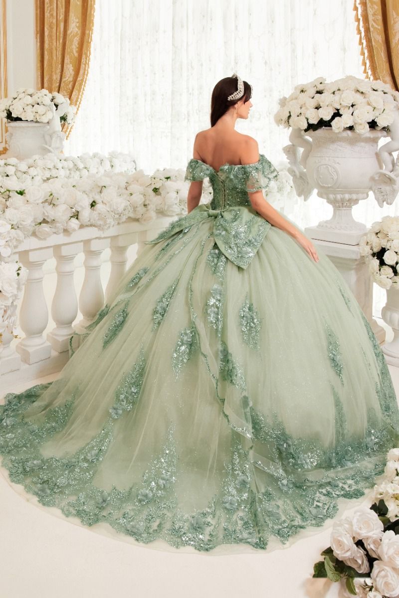 Floral Off The Shoulder Quinceanera Ball Gown By Ladivine 15701