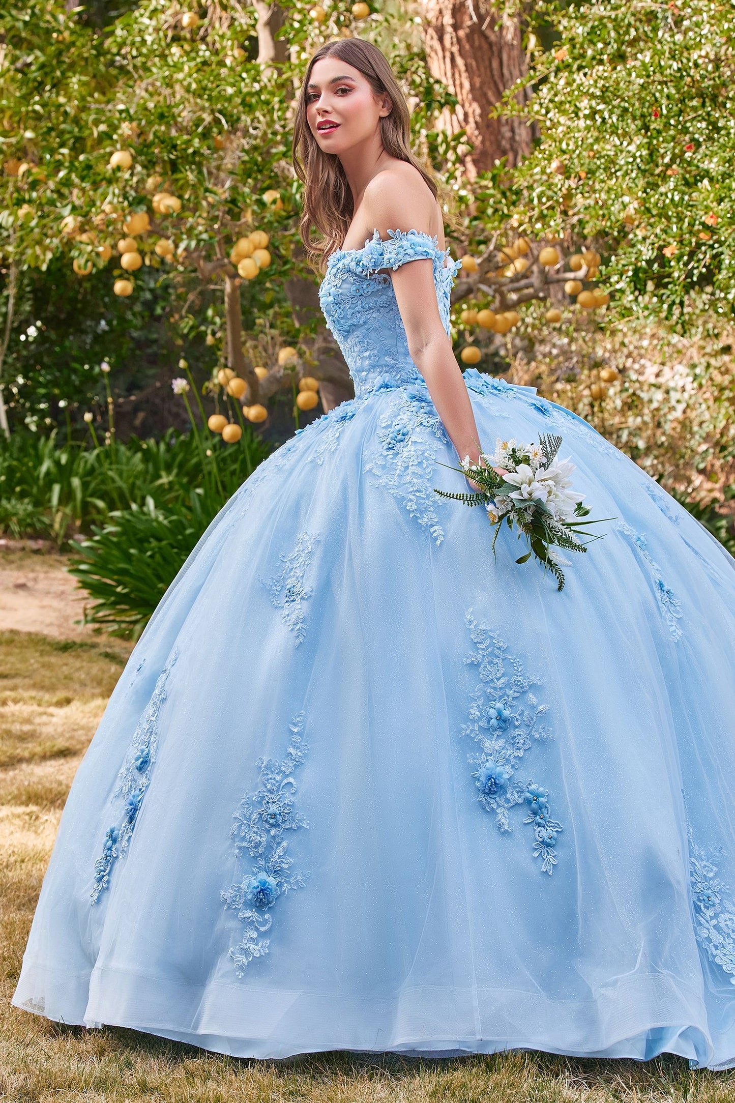 Off The Shoulder Floral Quinceanera Ball Gown By Ladivine 15702