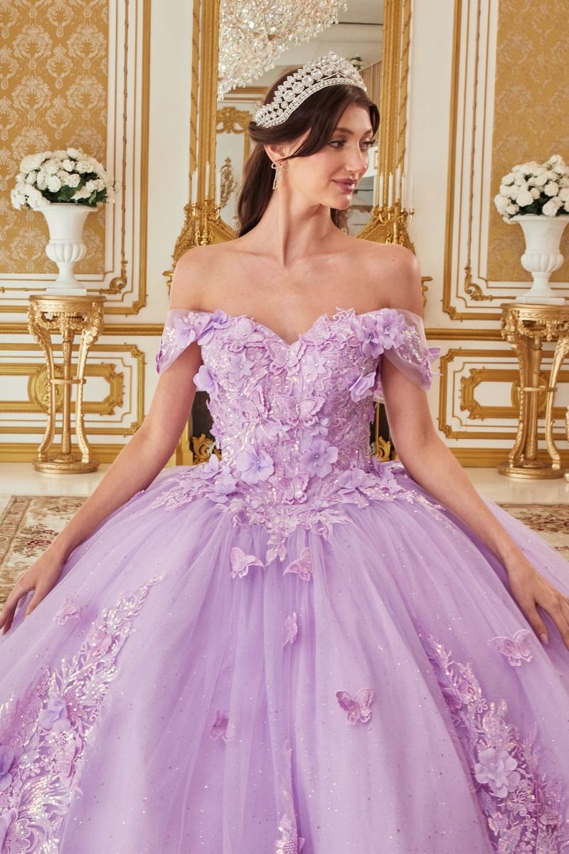 Floral Appliqued Off The Shoulder Quinceanera Ball Gown By Ladivine 15713