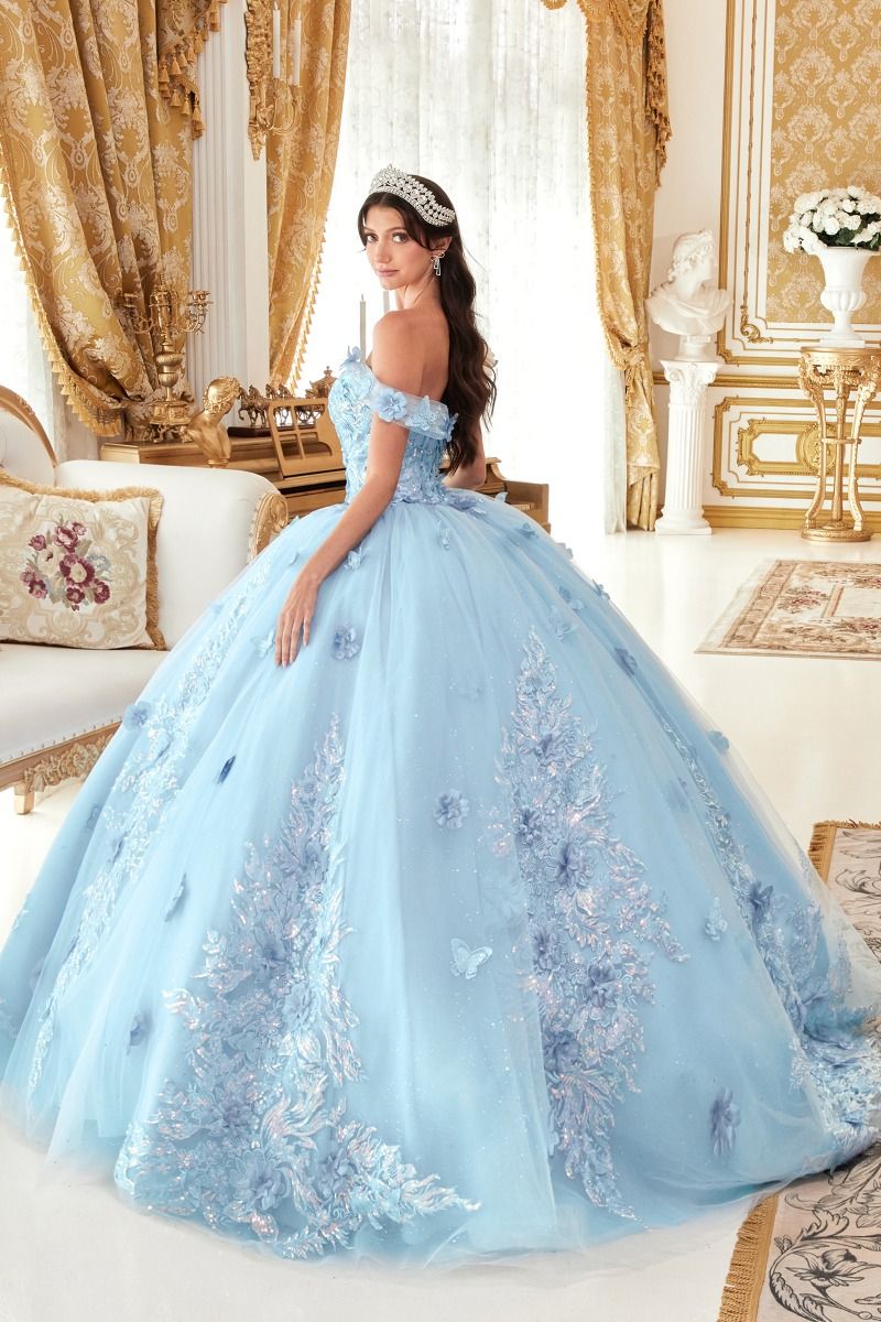 Floral Appliqued Off The Shoulder Quinceanera Ball Gown By Ladivine 15713