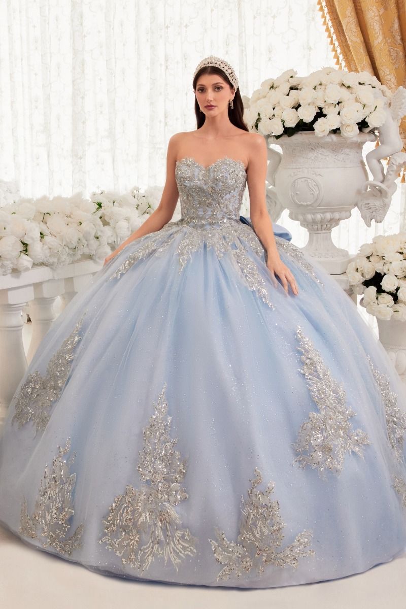 Glitter Strapless Sweetheart Neckline Quinceanera Ball Gown By Ladivine 15715