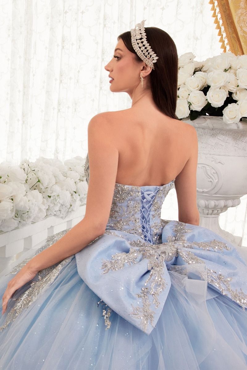 Glitter Strapless Sweetheart Neckline Quinceanera Ball Gown By Ladivine 15715