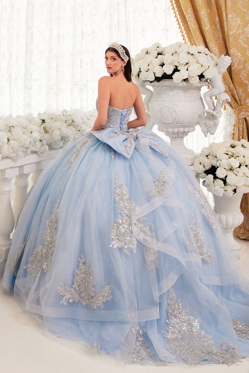 Glitter Strapless Sweetheart Neckline Quinceanera Ball Gown By Ladivine 15715