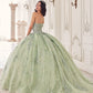 Strapless Lace with Puff Sleeves Gown by Cinderella Divine 15722 - Quinceanera