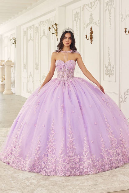 Strapless with Removable Caplet Gown by Cinderella Divine 15723 - Quinceanera