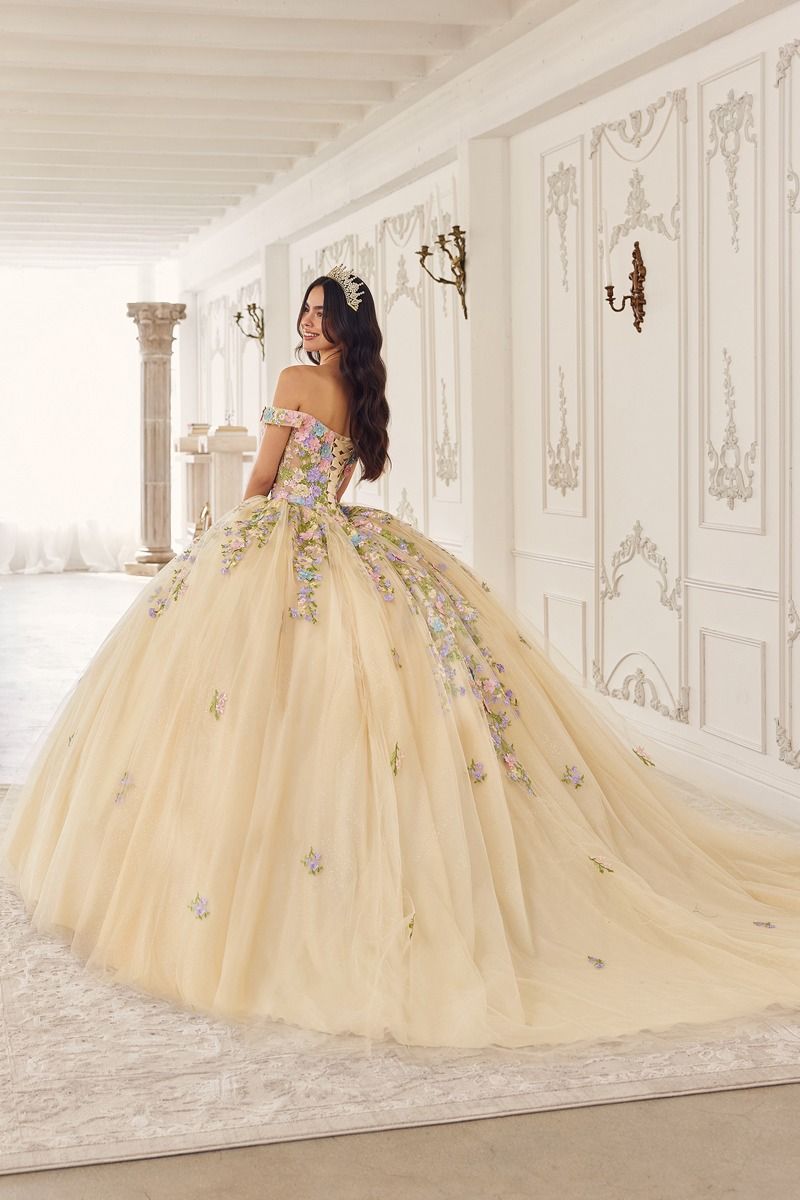 Multi Colored Floral Off Shoulder Gown by Cinderella Divine 15724 - Quinceanera