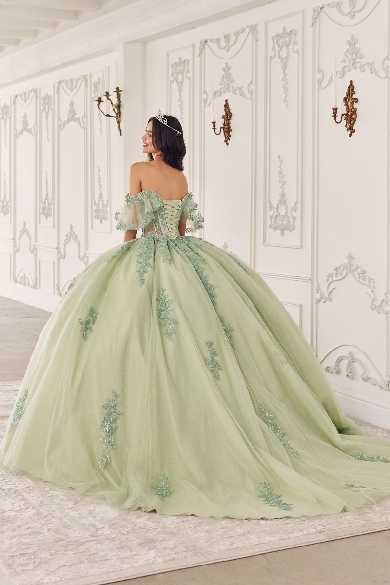 Off The Shoulder Flutter Sleeve Gown by Cinderella Divine 15725 - Quinceanera