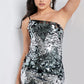 Jovani 22281 One Shoulder Paillette Cocktail Short Dress