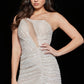 Jovani 22593 Nude Sequin One Shoulder Short Dress