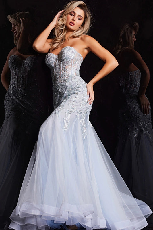 Jovani 22924 Strapless Mermaid Beaded Dress - Special Occasion