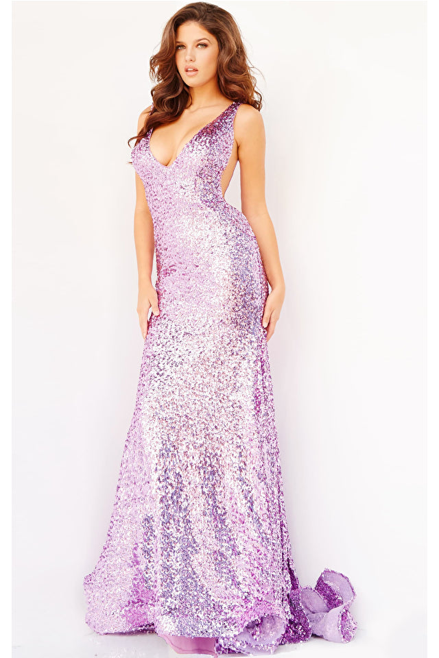 Jovani 23079 Fitted V-Neckline Sequin Gown - Special Occasions/Curves