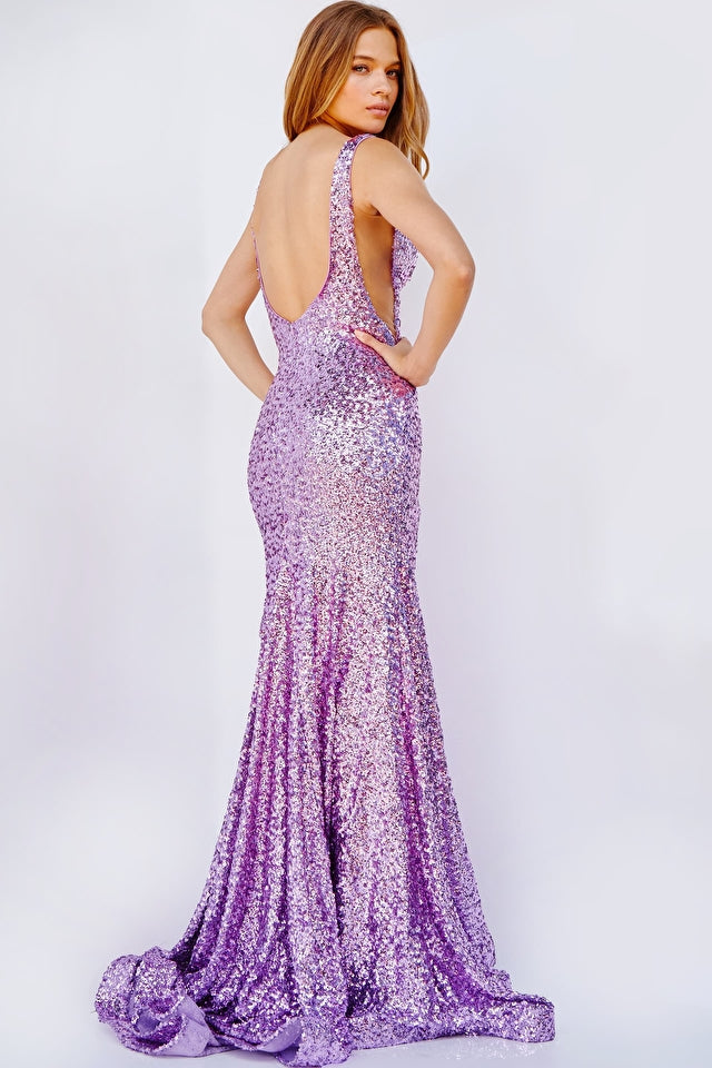 Jovani 23079 Fitted V-Neckline Sequin Gown - Special Occasions/Curves