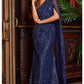 23354 Jovani Navy One Shoulder Embellished Evening Dress - Special Occasion/Curves