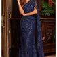 23354 Jovani Navy One Shoulder Embellished Evening Dress - Special Occasion/Curves