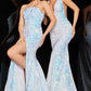 Jovani 23386 Beaded V-Neckline Backless Mermaid Dress - Special Occasion/Curves