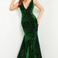 Jovani 23386 Beaded V-Neckline Backless Mermaid Dress - Special Occasion/Curves