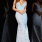 Jovani 23386 Beaded V-Neckline Backless Mermaid Dress - Special Occasion/Curves