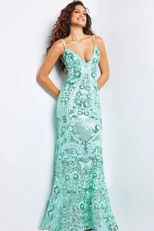 Jovani 23839 Sequin Embellished Backless Dress - Special Occasion